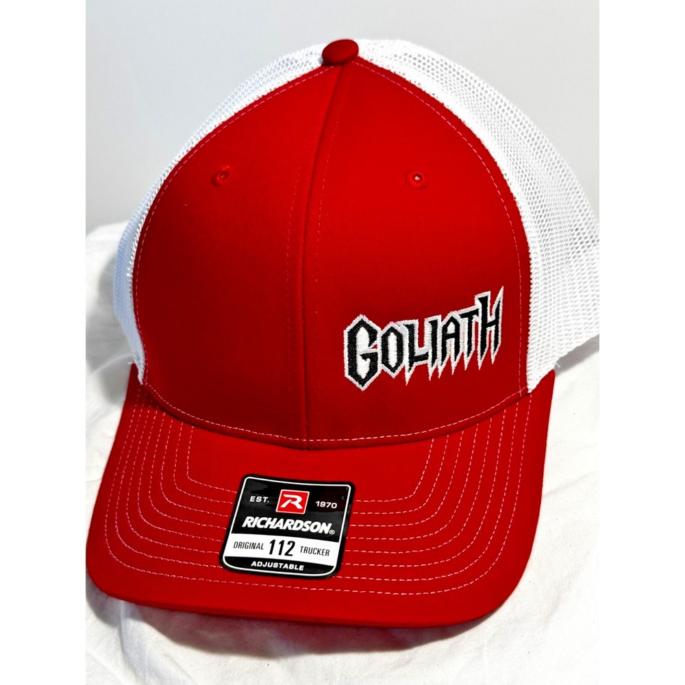 Goliath Logo Richardson Style 112 Red Hat Cap Mesh Back‎ Snap Back Adjustable